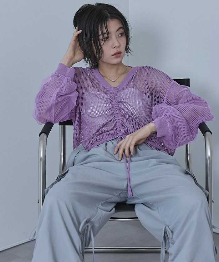 ドロストメッシュニットトップス | miette