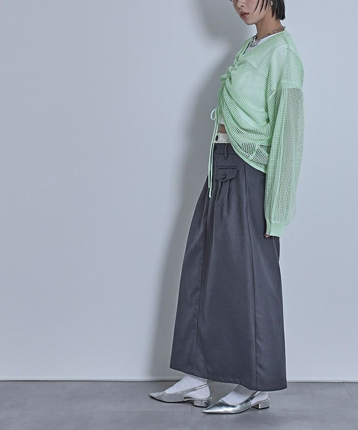 新品　　Liten トップス　ミントグリーン セール】ショート丈メッシュニットトップス（Tシャツ/カットソー