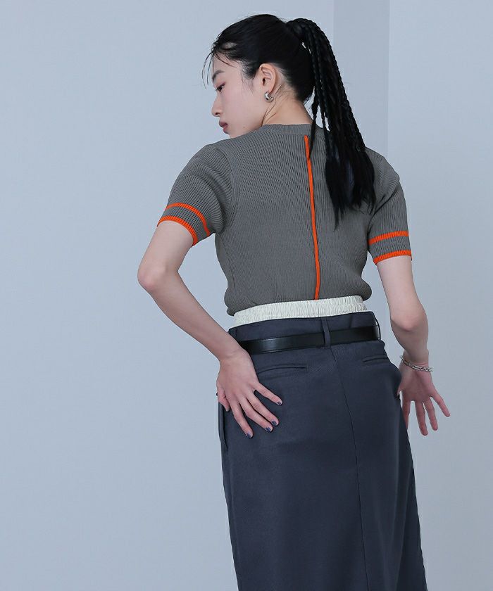配色ラインリブトップス〔メール便可／100〕 | miette