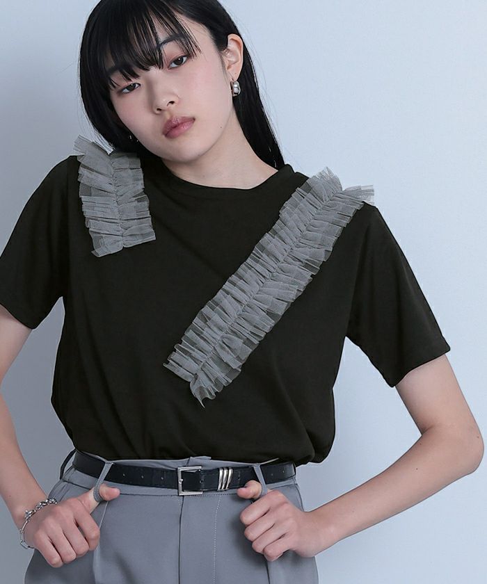 チュールフリルTシャツ〔メール便可／100〕 | miette