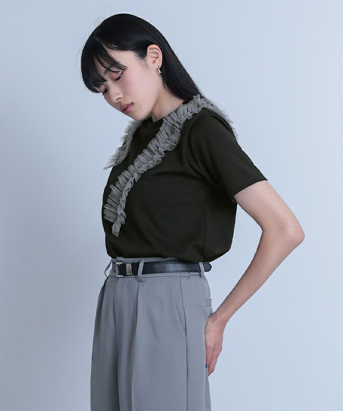 チュールフリルTシャツ〔メール便可／100〕 | miette
