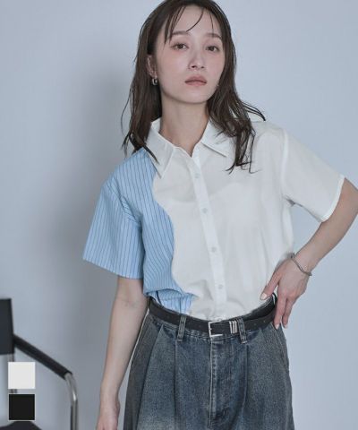 ウェーブ切替半袖シャツ