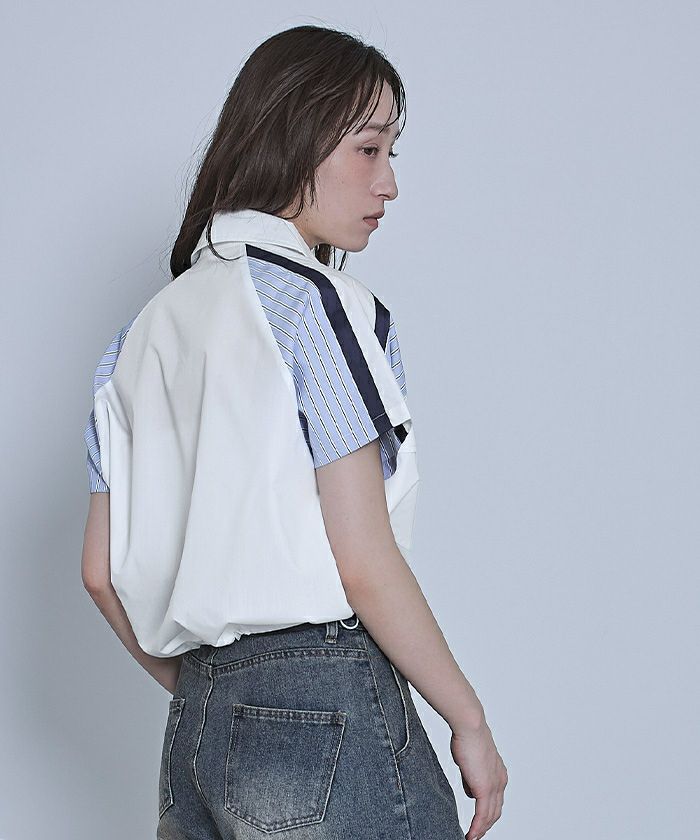 FreshService 半袖シャツ Lサイズ ストライプ 美品 着用1回 定番 FreshService (フレッシュサービス) DRY OXFORD FLAP POCKET L/S