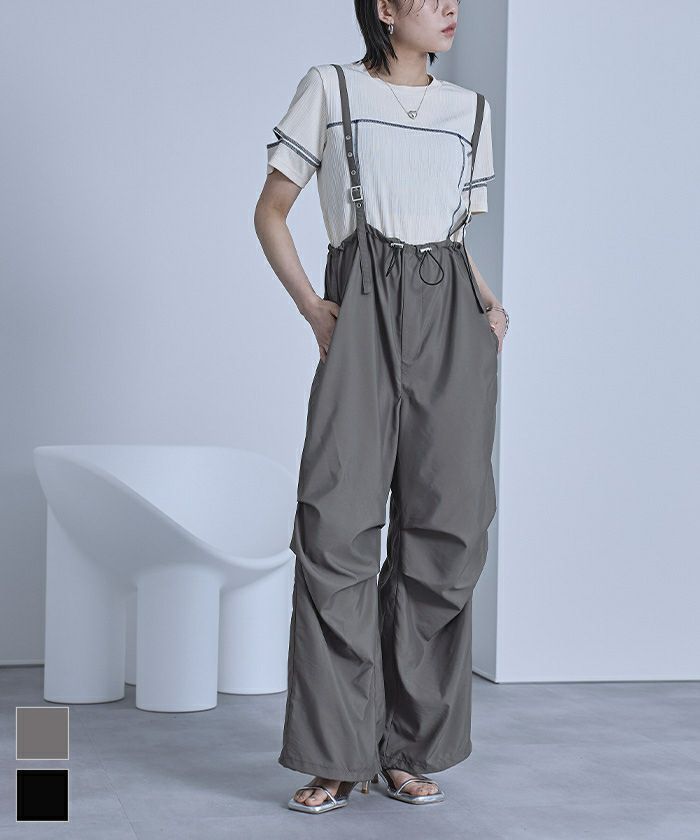 BEAMS BOY サスペンダー付きパラシュートパンツ サスペンダー付きパラシュートパンツ | miette