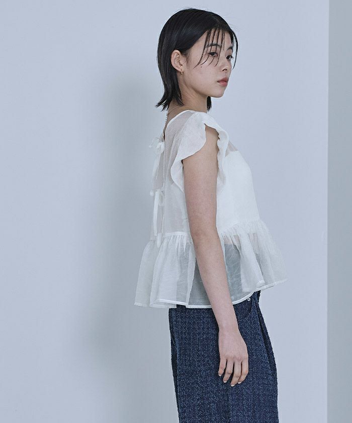 2024SS✨マーレット MAGERE PRIN ブラウス バルーンスリーブ シャーリングバルーンスリーブブラウス | FURBLE