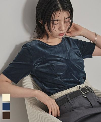 Meer.コルセットデザイントップス 2color 】レースアップコルセットリボンショートレーストップス