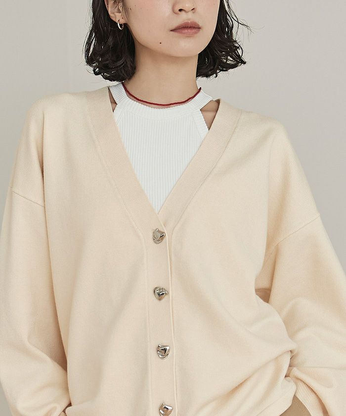 変形ボタンVネックカーディガン | miette