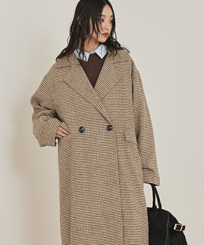 チェックロングチェスターコート | miette