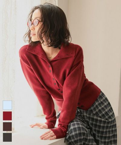 ダブルボタンカーディガン