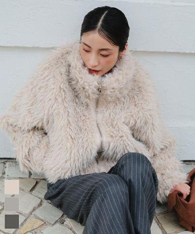 ESICAエシカ同型/ミックスシープファースタンドブルゾン/ダークグレー