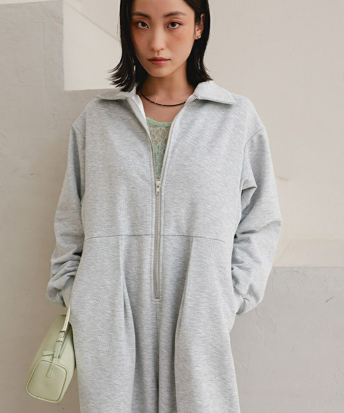 フロントジップスウェットオールインワン | miette